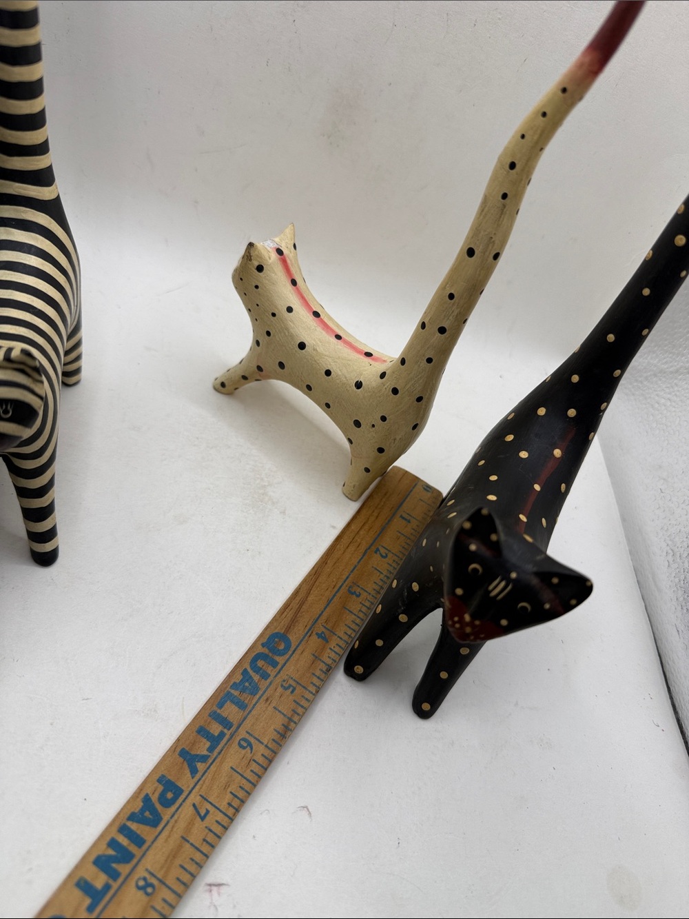 Vtg Hand Carve Bali Wood Long Tail Cat Figurine Set 4 Folk Art Decor Collectible - Picture 12 of 16